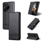 For Huawei Pura 70 Fine Hole AZNS Magnetic Calf Texture Flip Leather Phone Case(Black) - 1