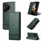 For Huawei Pura 70 Fine Hole AZNS Magnetic Calf Texture Flip Leather Phone Case(Dark Green) - 1