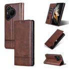 For Huawei Pura 70 Fine Hole AZNS Magnetic Calf Texture Flip Leather Phone Case(Dark Brown) - 1