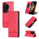 For Huawei Pura 70 Ultra AZNS Magnetic Calf Texture Flip Leather Phone Case(Red) - 1