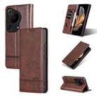 For Huawei Pura 70 Ultra AZNS Magnetic Calf Texture Flip Leather Phone Case(Dark Brown) - 1