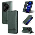 For Huawei Pura 80 Ultra 5G AZNS Magnetic Calf Texture Flip Leather Phone Case(Dark Green) - 1