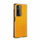 For Honor Magic Vs Electroplating Plain Leather Folding Phone Case(Khaki Yellow) - 1