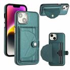 For iPhone 14 Shockproof Leather Phone Case with Card Holder(Green) - 1