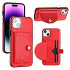 For iPhone 14 Plus Shockproof Leather Phone Case with Card Holder(Red) - 1