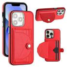 For iPhone 14 Pro Shockproof Leather Phone Case with Card Holder(Red) - 1