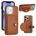 For iPhone 14 Pro Shockproof Leather Phone Case with Card Holder(Brown) - 1