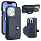 For iPhone 14 Pro Shockproof Leather Phone Case with Card Holder(Blue) - 1