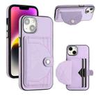 For iPhone 13 Shockproof Leather Phone Case with Card Holder(Purple) - 1