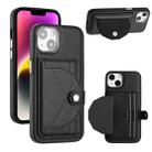 For iPhone 13 Shockproof Leather Phone Case with Card Holder(Black) - 1