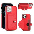 For iPhone 12 / 12 Pro Shockproof Leather Phone Case with Card Holder(Red) - 1