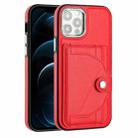 For iPhone 12 / 12 Pro Shockproof Leather Phone Case with Card Holder(Red) - 2