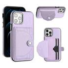 For iPhone 12 / 12 Pro Shockproof Leather Phone Case with Card Holder(Purple) - 1