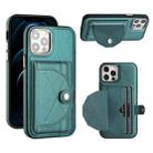 For iPhone 12 / 12 Pro Shockproof Leather Phone Case with Card Holder(Green) - 1