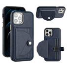 For iPhone 12 / 12 Pro Shockproof Leather Phone Case with Card Holder(Blue) - 1