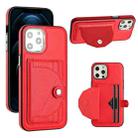 For iPhone 12 Pro Max Shockproof Leather Phone Case with Card Holder(Red) - 1