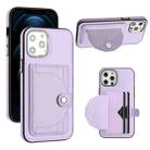 For iPhone 12 Pro Max Shockproof Leather Phone Case with Card Holder(Purple) - 1