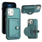 For iPhone 12 Pro Max Shockproof Leather Phone Case with Card Holder(Green) - 1