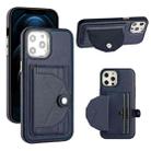 For iPhone 12 Pro Max Shockproof Leather Phone Case with Card Holder(Blue) - 1