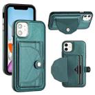 For iPhone 11 Shockproof Leather Phone Case with Card Holder(Green) - 1