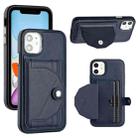 For iPhone 11 Shockproof Leather Phone Case with Card Holder(Blue) - 1