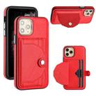 For iPhone 11 Pro Shockproof Leather Phone Case with Card Holder(Red) - 1