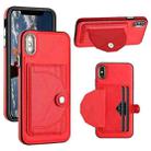 For iPhone XS Max Shockproof Leather Phone Case with Card Holder(Red) - 1