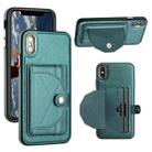 For iPhone XS Max Shockproof Leather Phone Case with Card Holder(Green) - 1