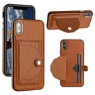 For iPhone XS Max Shockproof Leather Phone Case with Card Holder(Brown) - 1