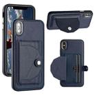 For iPhone XS Max Shockproof Leather Phone Case with Card Holder(Blue) - 1