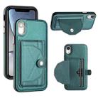 For iPhone XR Shockproof Leather Phone Case with Card Holder(Green) - 1