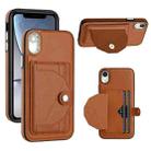 For iPhone XR Shockproof Leather Phone Case with Card Holder(Brown) - 1