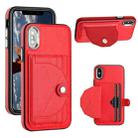 For iPhone X / XS Shockproof Leather Phone Case with Card Holder(Red) - 1