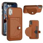 For iPhone X / XS Shockproof Leather Phone Case with Card Holder(Brown) - 1