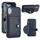For iPhone X / XS Shockproof Leather Phone Case with Card Holder(Blue) - 1
