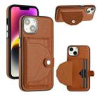 For iPhone 15 Shockproof Leather Phone Case with Card Holder(Brown) - 1