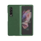 For Samsung Galaxy Z Fold4 Electroplating Plain Leather Folding Phone Case(Army Green) - 1