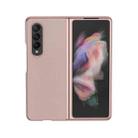 For Samsung Galaxy Z Fold4 Electroplating Plain Leather Folding Phone Case(Rose Gold) - 1