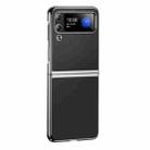 For Samsung Galaxy Z Flip4 Electroplating Plain Leather Folding Phone Case(Black) - 1