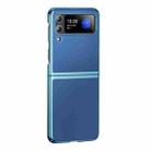 For Samsung Galaxy Z Flip4 Electroplating Plain Leather Folding Phone Case(Blue) - 1