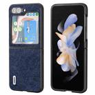 For Samsung Galaxy Z Flip5 ABEEL Retro Litchi Texture PU Phone Case(Blue) - 1