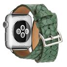 For Apple Watch Series 7 45mm / 6 & SE & 5 & 4 44mm / 3 & 2 & 1 42mm Top-grain Leather Embossed Crown Watchband(Green) - 1