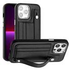 For iPhone 14 Pro Max Shockproof Leather Phone Case with Wrist Strap(Black) - 1