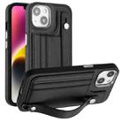 For iPhone 13 Shockproof Leather Phone Case with Wrist Strap(Black) - 1