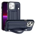 For iPhone 13 Pro Max Shockproof Leather Phone Case with Wrist Strap(Blue) - 1