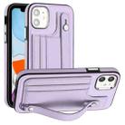 For iPhone 11 Shockproof Leather Phone Case with Wrist Strap(Purple) - 1