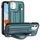 For iPhone 11 Shockproof Leather Phone Case with Wrist Strap(Green) - 1