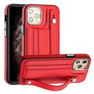 For iPhone 11 Pro Shockproof Leather Phone Case with Wrist Strap(Red) - 1
