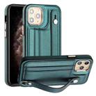 For iPhone 11 Pro Shockproof Leather Phone Case with Wrist Strap(Green) - 1