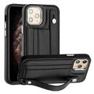 For iPhone 11 Pro Shockproof Leather Phone Case with Wrist Strap(Black) - 1